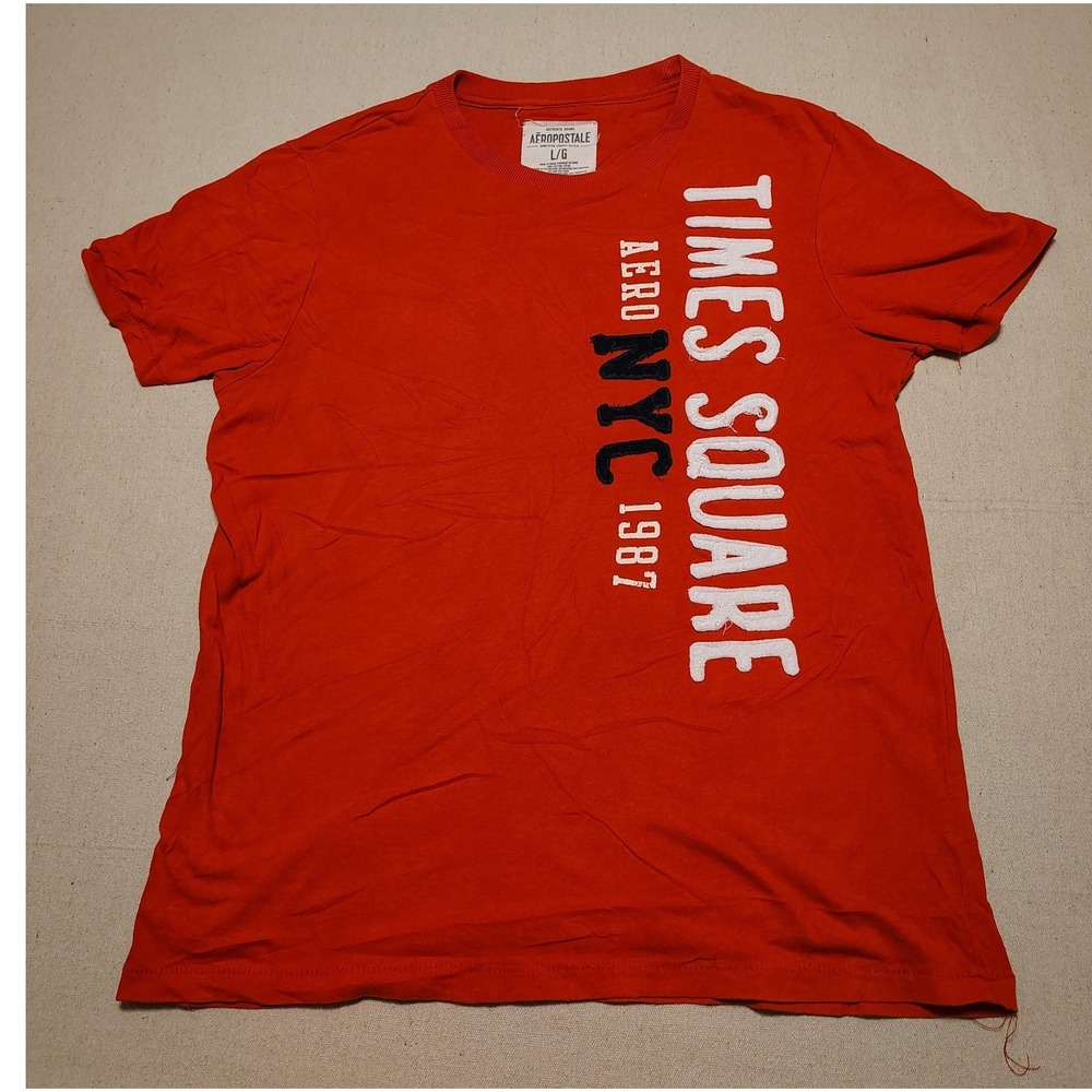 Aeropostale Mens Times‎ Square Aero NYC 1987 T-Shirt Red Large 100% Cotton 23